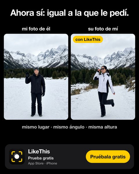 Mi foto de él y su foto de mí con LikeThis: mismo lugar, mismo ángulo, misma altura