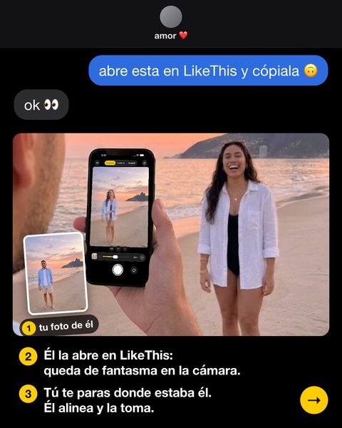 Chat: ábrela en LikeThis y cópiala. Su teléfono muestra mi foto de él como fantasma en la playa