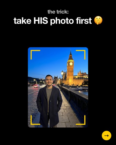 The trick: take his photo first. My photo of him at the clock tower