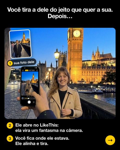 O celular dele mostra minha foto dele como fantasma, e eu fico onde ele estava